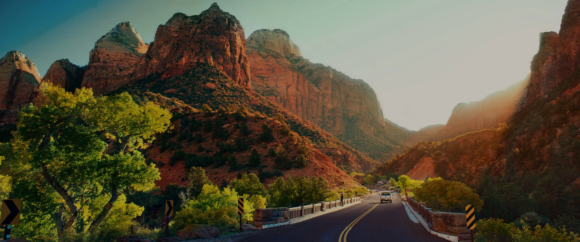 Road through zions canyons