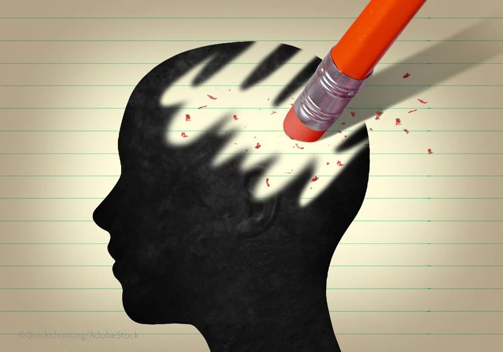 Eraser on pencil removing silhouette of human head to symbolize ART reprogramming negative memories