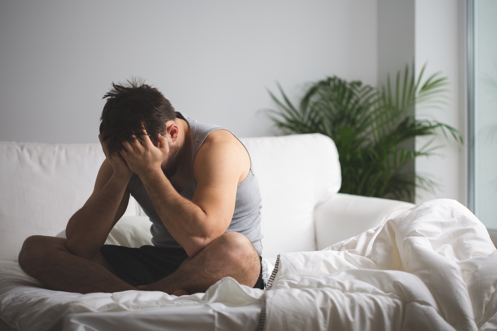 Man experiencing insomnia due to sex addiction withdrawal